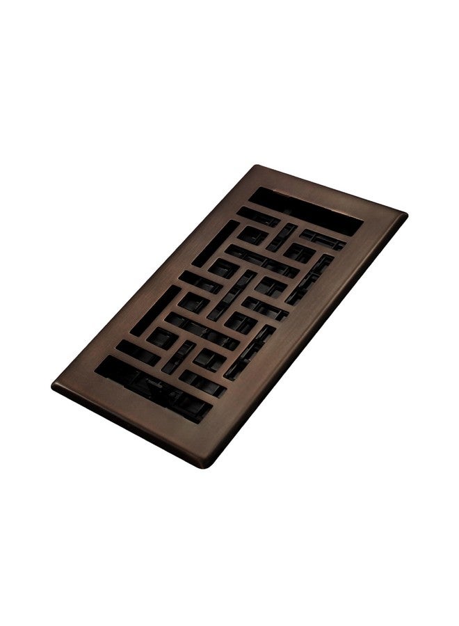 Decor Grates AJH408-RB Oriental Floor Register, 4"W x 8"H, Rubbed Bronze Finish - Image 1