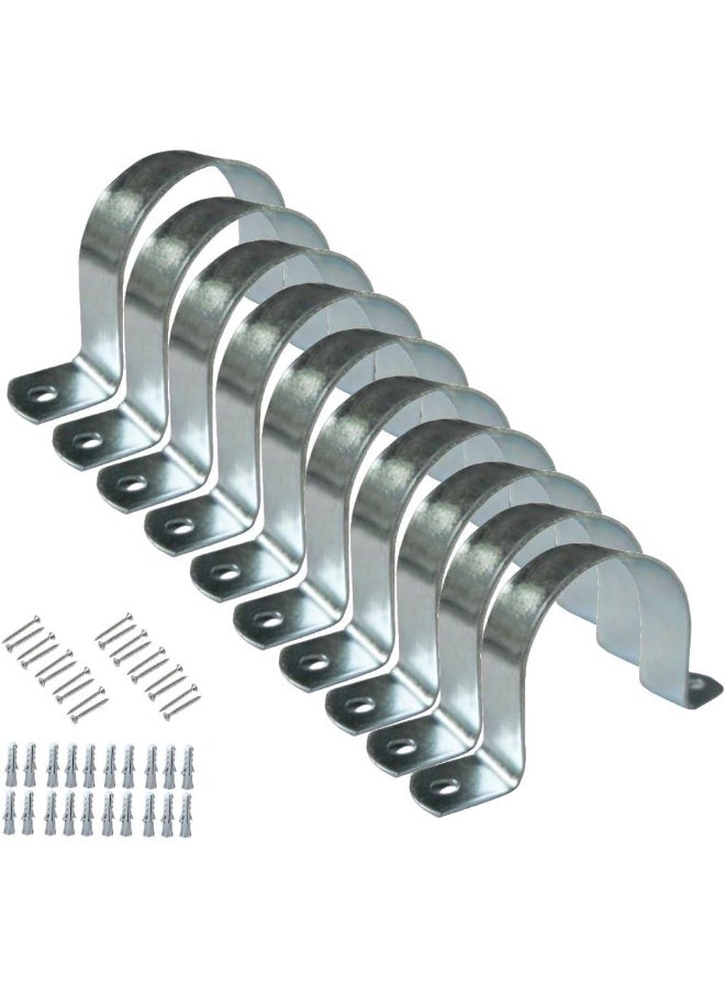 Royal Apex Galvanized Gi U Clamps Fastener Hanger Pipe Clamps Clip With Screw And Plug For Conduit Pipe Fixing Bracket And Support Water Pipe And Gas Pipe 10 Pcs 1.1/4 Inch  - Image 1