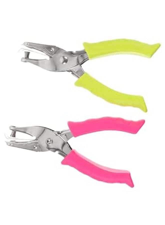 Metal Single Hole Punch 6mm Pink Green Portable Planner Craft Ticket Punch Set - Image 1