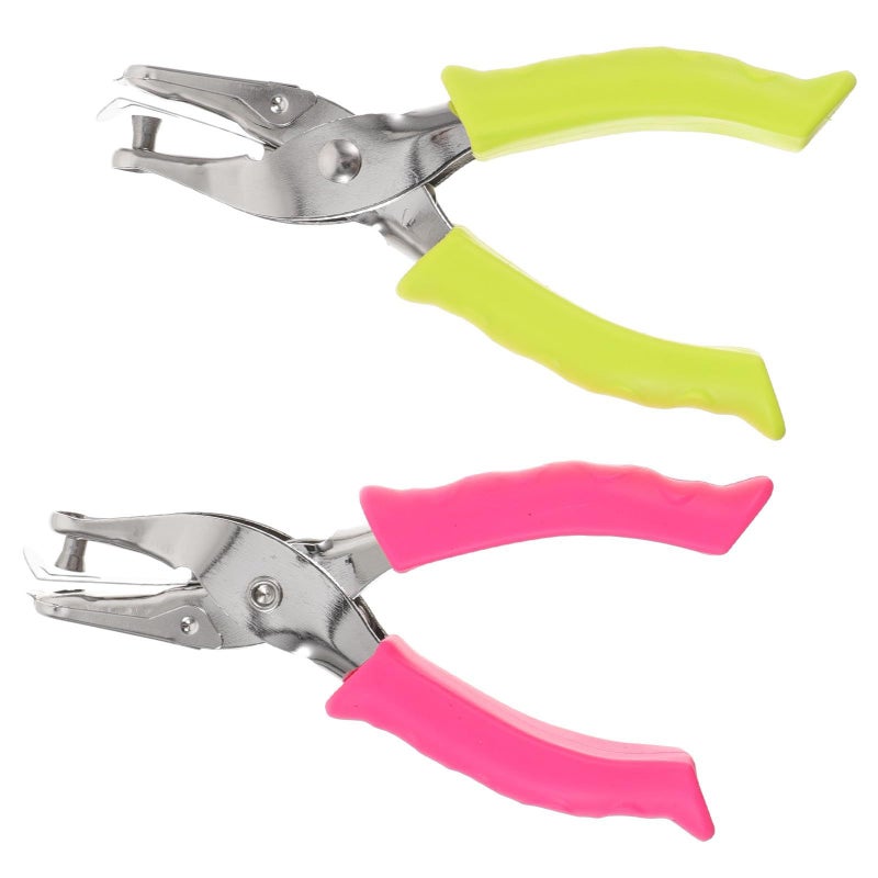 Metal Single Hole Punch 6mm Pink Green Portable Planner Craft Ticket Punch Set - Image 2