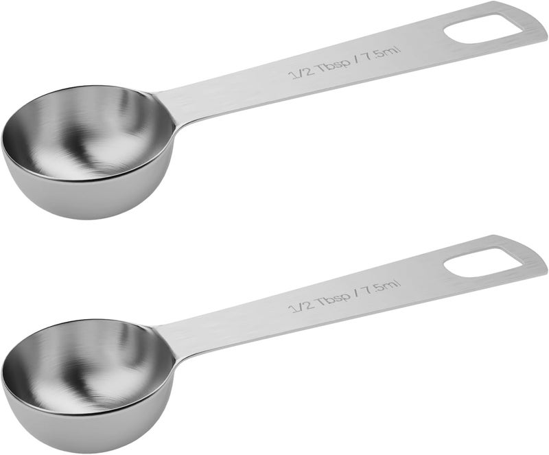 BERYLER 2PCS 1/2tbsp (1.5tsp, 7.5ml, 1/4oz) Single Measuring Spoon, Stainless Steel Individual Teaspoons Only - Image 1