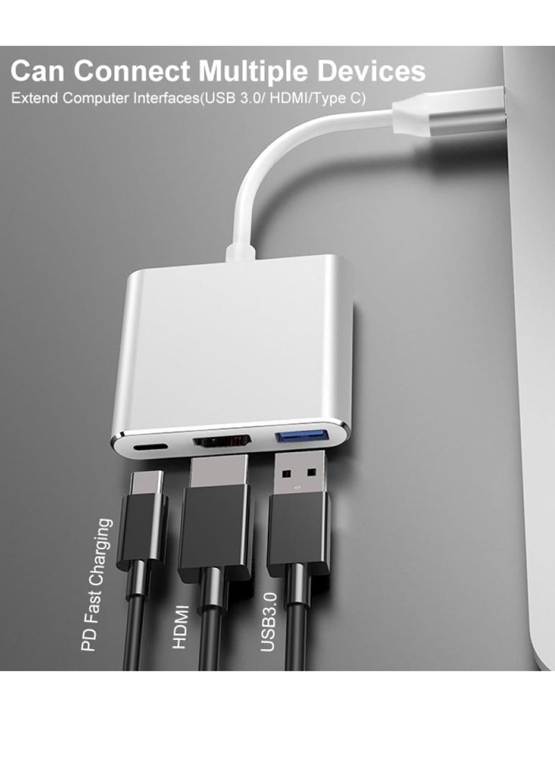 Generic Multiport Adapter HDMI to USB C 3 in 1 Cable Type to AV VGA Adapters 4K Digital DisplayPort TV Splitter - Screen Splitter by Nalacal Silver  - Image 4