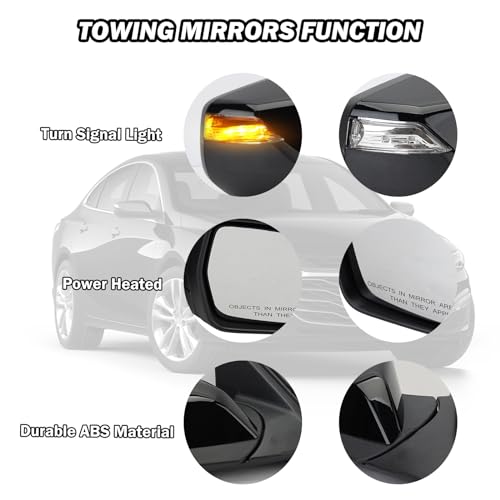 MOFOAP Passenger Side View Mirror Compatible with 2016 2017 2018 2019 2020 2021 2022 Malibu LT Hybrid,Mirrors With Heated Turn Signal,7-Pins OE-GM1321539 - Image 2