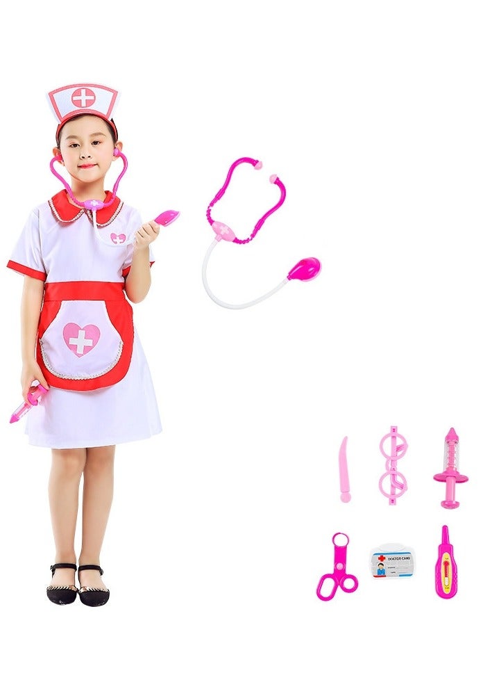 Set of 9 Kids and Toddler Nurse Costumes, Pretend Play Dress Up Set, Doctor Cosplay Costumes, Cosplay for Girls Ages 3-7, Birthday Party - Image 1