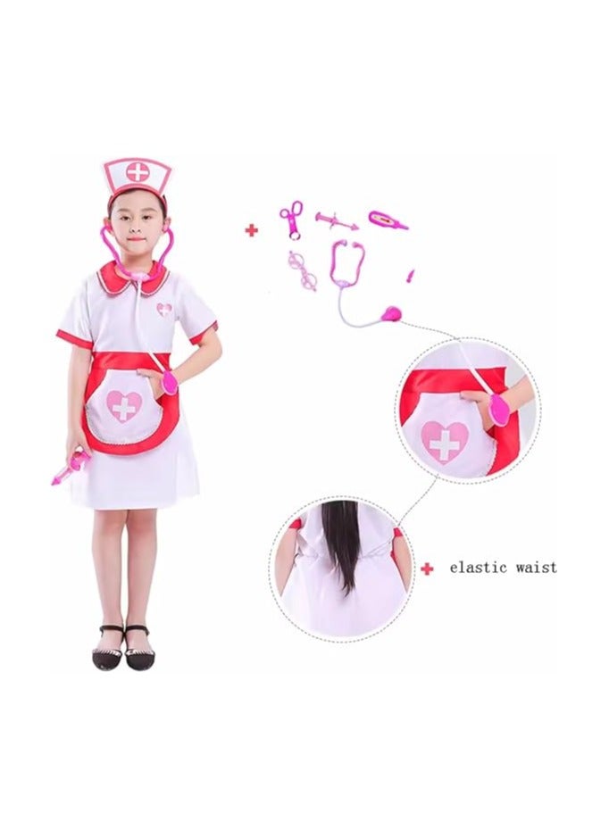 Set of 9 Kids and Toddler Nurse Costumes, Pretend Play Dress Up Set, Doctor Cosplay Costumes, Cosplay for Girls Ages 3-7, Birthday Party - Image 5