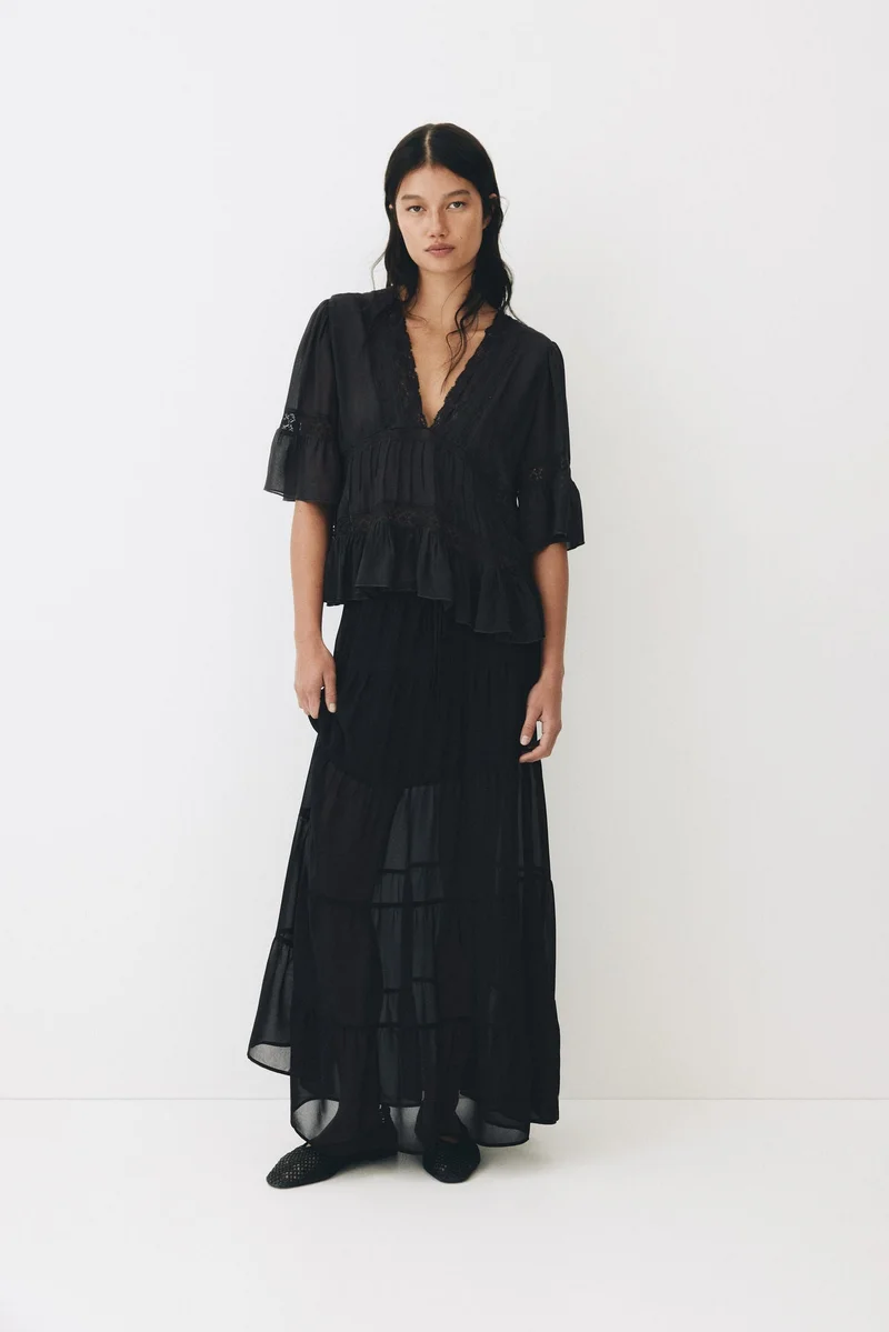 H&M Lace-detail viscose blouse