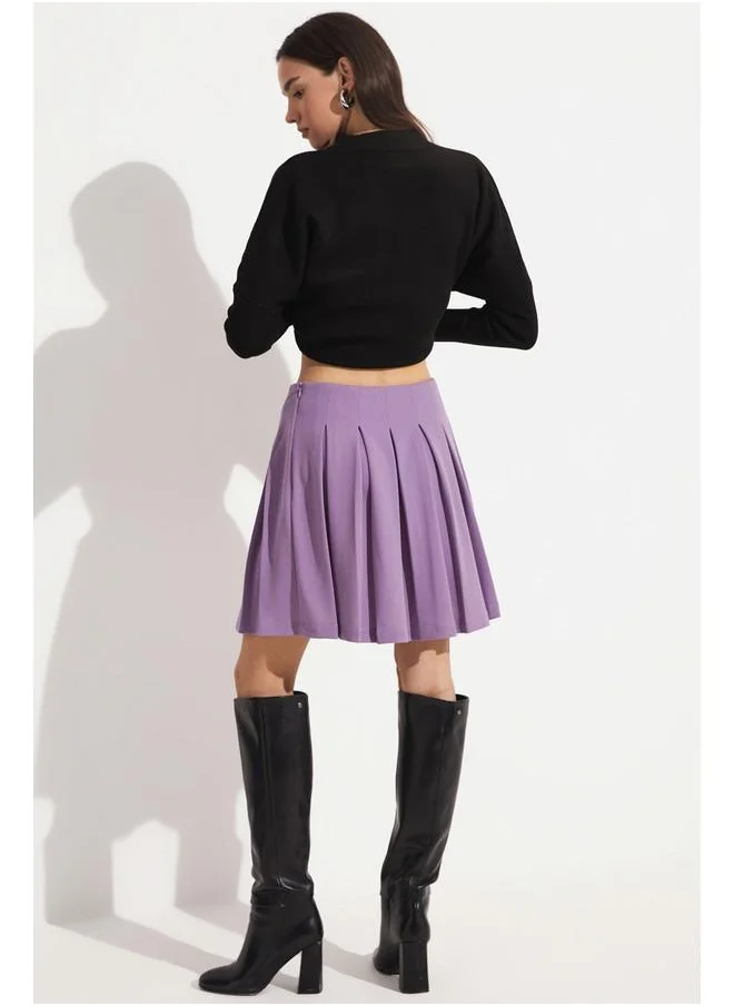 جون June Pleated Knitted Skirt Lilac