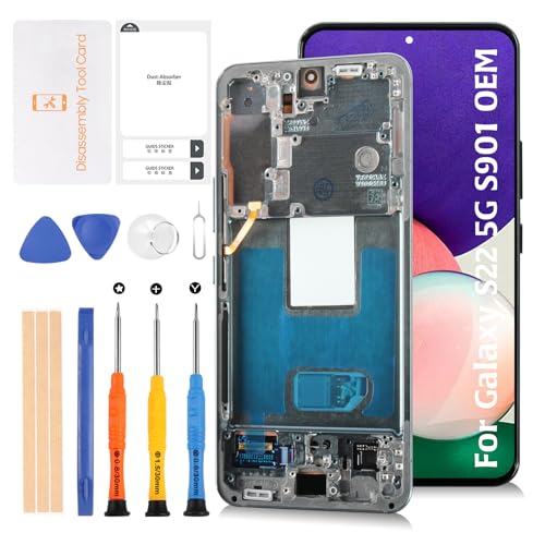Olivechard S22 5G S901 OEM Original LCD Display Green Frame for Samsung Galaxy S22 5G S901B S901UU1W 61 LCD Screen Display Replacement Touch Digitizer Assembly Kit - Image 1