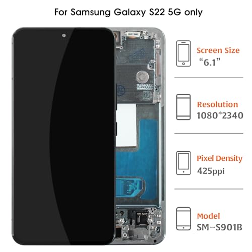 Olivechard S22 5G S901 OEM Original LCD Display Green Frame for Samsung Galaxy S22 5G S901B S901UU1W 61 LCD Screen Display Replacement Touch Digitizer Assembly Kit - Image 3