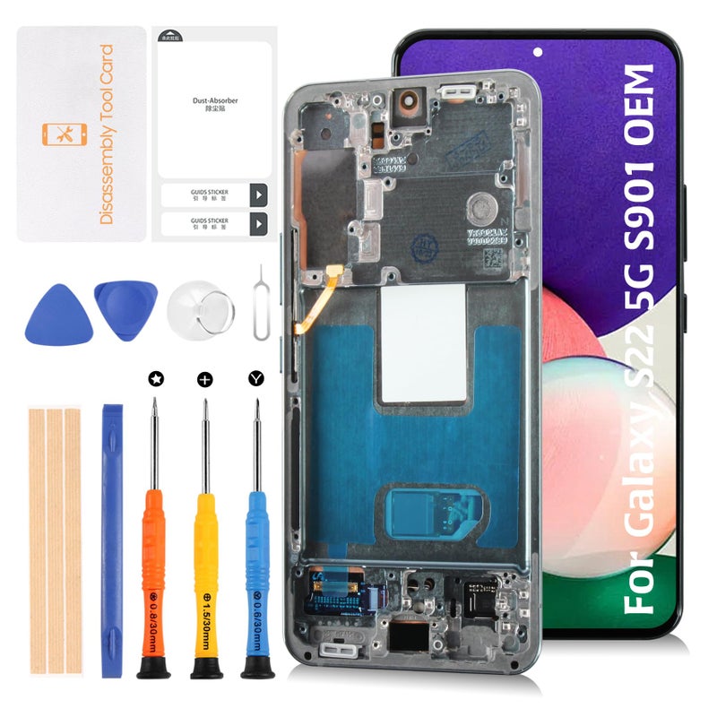 Olivechard S22 5G S901 OEM Original LCD Display Green Frame for Samsung Galaxy S22 5G S901B S901UU1W 61 LCD Screen Display Replacement Touch Digitizer Assembly Kit - Image 2