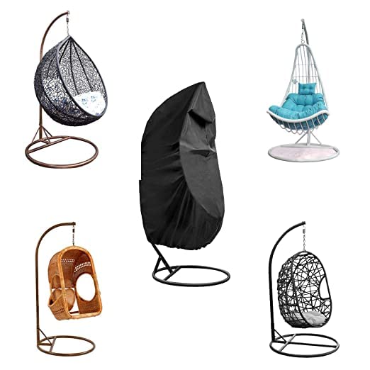 MUTMAIN Hanging Chair Cover Durable Lightweight Egg Swing Chair Cover Waterproof Dust Protector Cover Fits Most Outdoor Single Swing 75 x 45inchesHCCBlack - Image 2