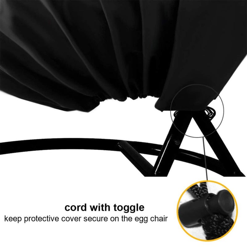MUTMAIN Hanging Chair Cover Durable Lightweight Egg Swing Chair Cover Waterproof Dust Protector Cover Fits Most Outdoor Single Swing 75 x 45inchesHCCBlack - Image 5