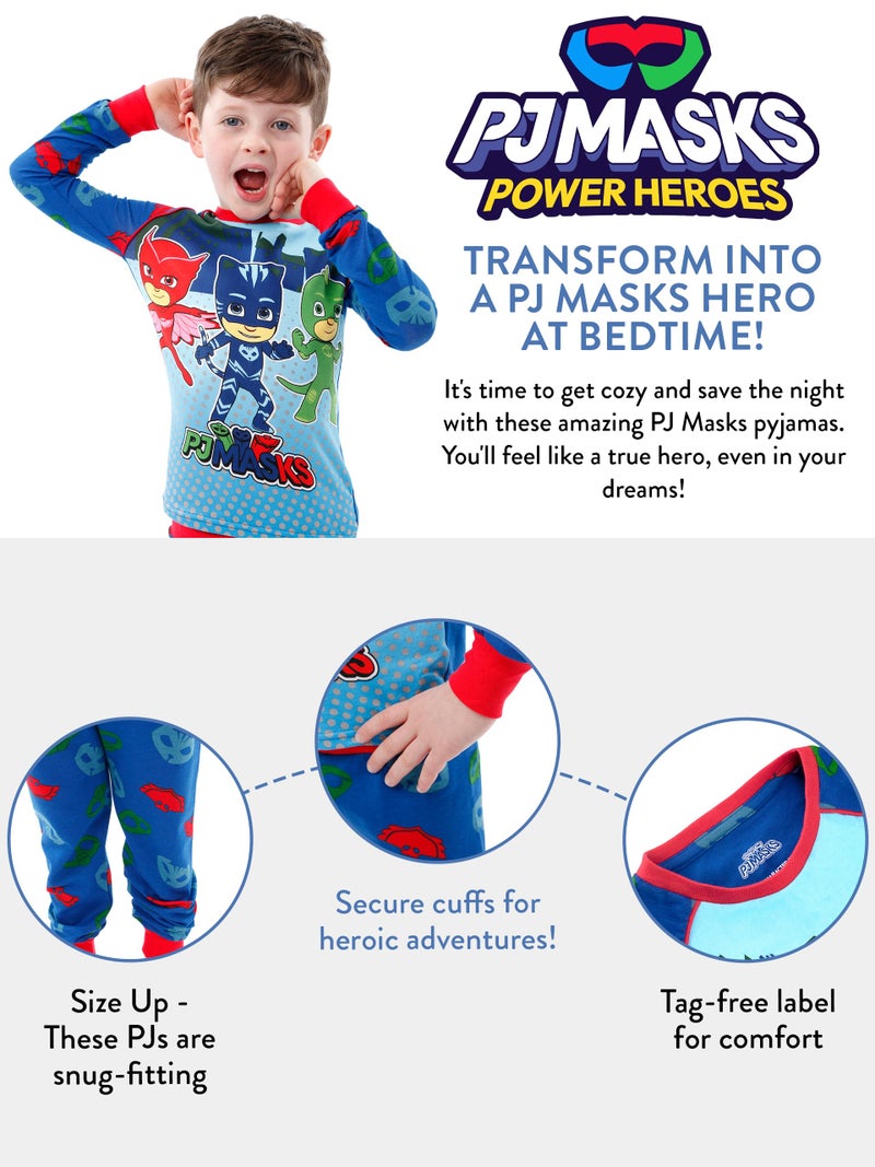 PJMASKS PJ Masks Pajamas | Cozy Kids Pajamas | Catboy Owlette Gekko | Boys Cotton Pajama Set Size 4 Multicoloured - Image 5