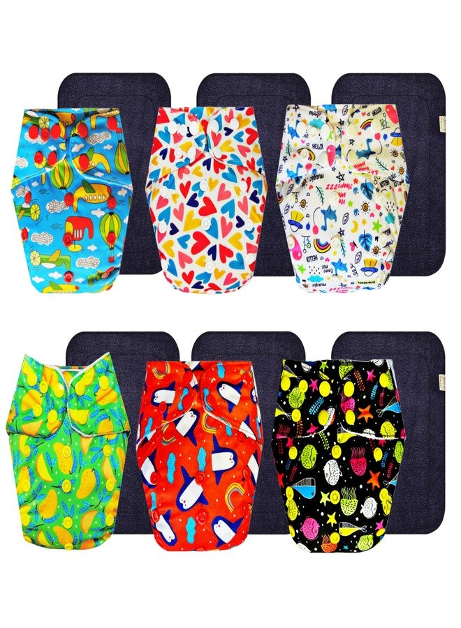 Dumbledo Premium Cloth Diaper with Black Insert (Pack of 6) | Snug Fit | 6-Layer Absorbent Pad | Travel Friendly | Everyday Diapering Essential | 3 Months - 3 Years | Unisex Baby - Image 1