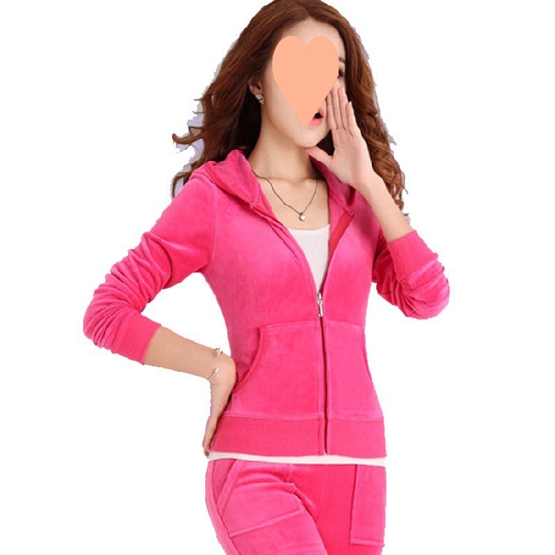 Generic Explosive Velvet Sports Leisure suit Womens Temperament Slimming Yoga Clothes Running Two-piece suit Navy blue  - Image 3