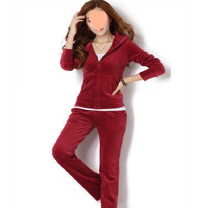 Generic Explosive Velvet Sports Leisure suit Womens Temperament Slimming Yoga Clothes Running Two-piece suit Navy blue  - Image 4