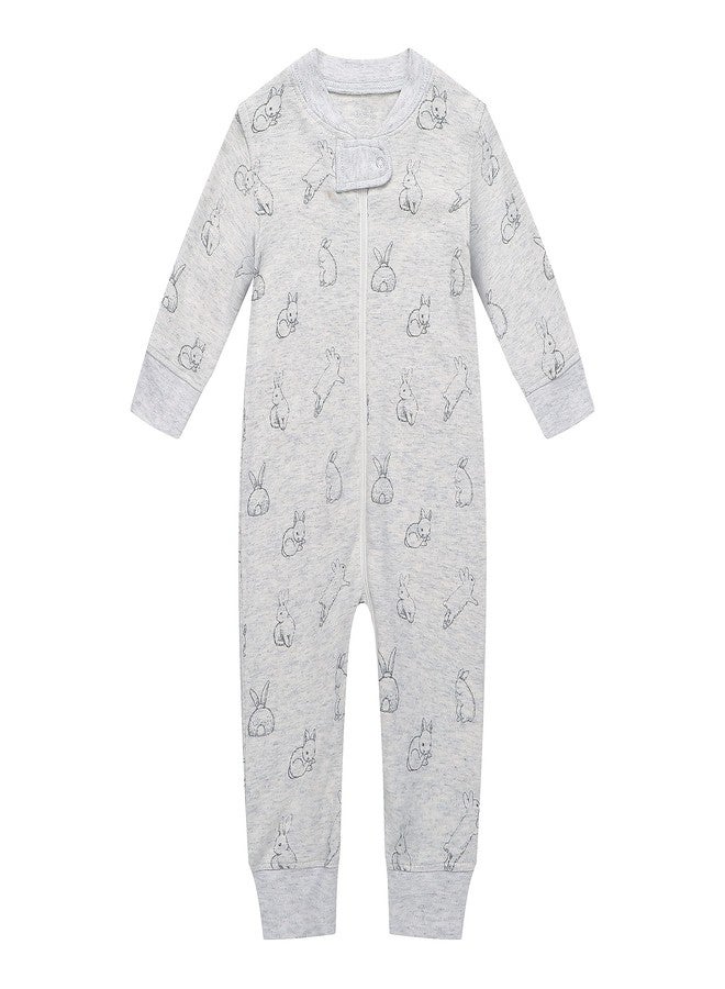 Owlivia Organic Cotton Baby Boy Girl Zip up Sleep N Play, Footless, Long Sleeve(18-24 Months, Gray Rabbit) - Image 1
