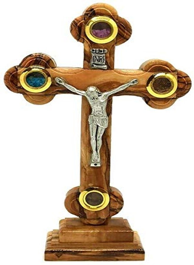 Hand Made authentic Olive Wood Stand Cross with Holy Incense Soil Hand Made in The Holy Land Bethlehem Crucifix Jesus Jerusalem Carved Name - Image 4