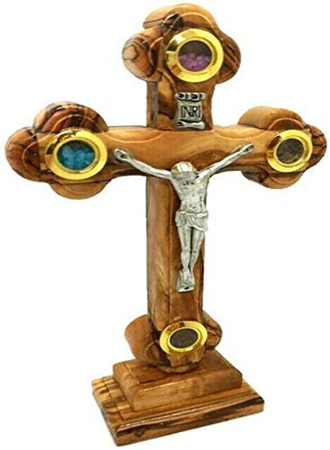 Hand Made authentic Olive Wood Stand Cross with Holy Incense Soil Hand Made in The Holy Land Bethlehem Crucifix Jesus Jerusalem Carved Name - Image 3