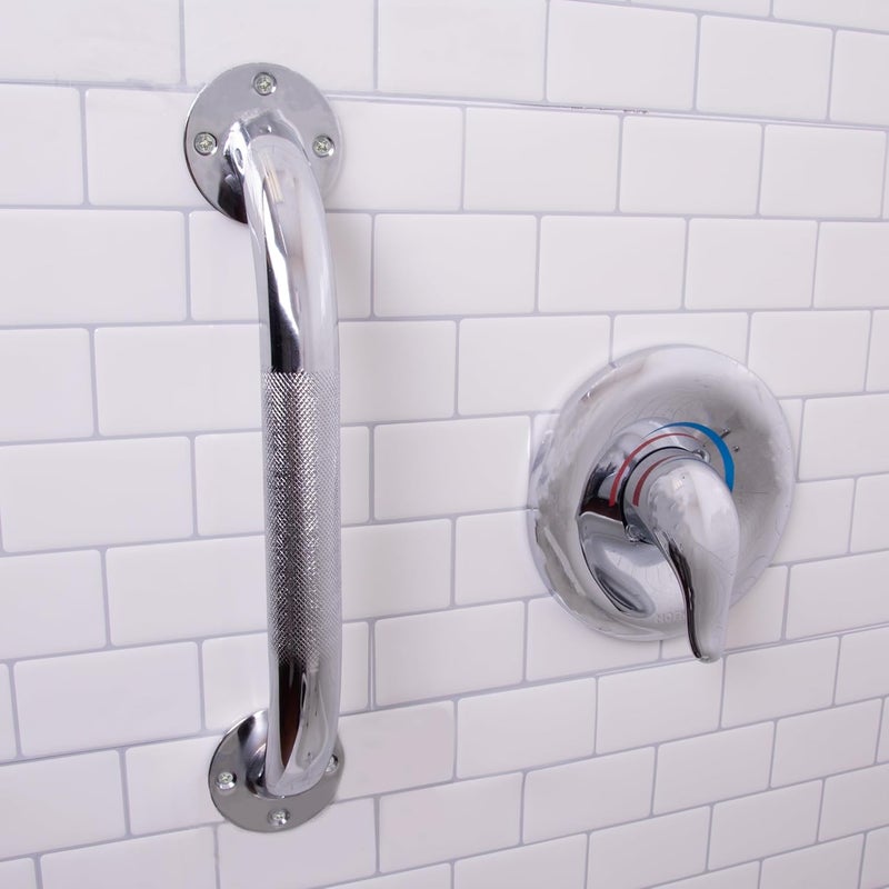 careX Textured Grab Bars for Bathtubs and Showers - Grab Bars for Bathroom Safety - 12 inch Durable Stainless Steel Shower Handle Serves as Handicap Grab Bar and Elderly Assistance Products - Image 5
