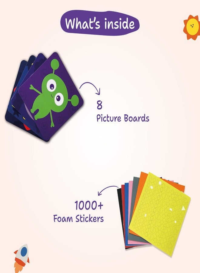 HappyHands Happy Hands Art & Craft Activity - Foam Magic - Space, Mess Free DIY Foam Sticker Art for Kids, Craft Kits, Gifts for Ages 3, 4, 5, 6, 7, Travel Toy - Multicolor - Image 2