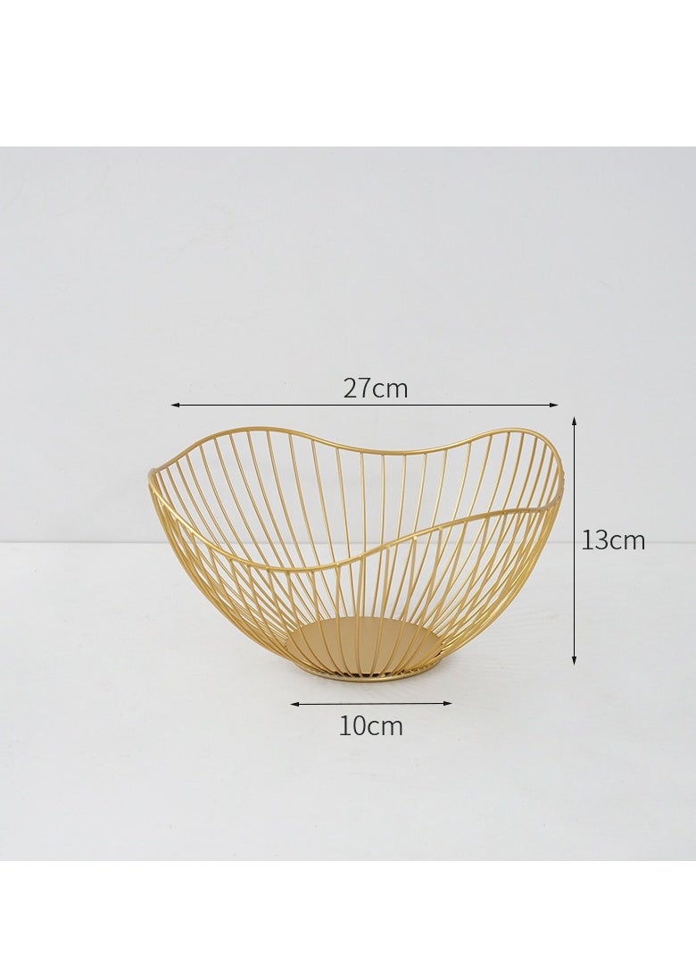 Oasisgalore Large Gold Metal Wavy Fruit & Vegetable Bowl for Kitchen Counter  - Image 5