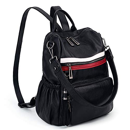 UTO Women Backpack Purse Leather Vegan Ladies Fashion Designer Rucksack Convertible Travel Shoulder Bag with Tassel - Image 1