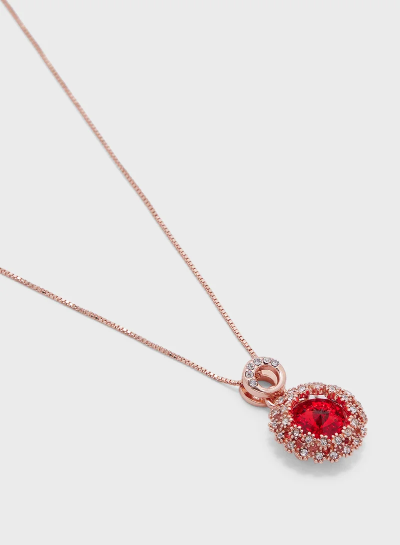 ايلا ليمتد اديشن Diamante Pendant Necklace  & Stud Earrings Set