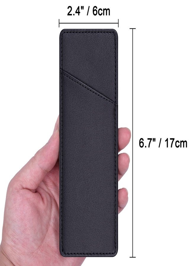 Wisdompro Magnetic Pen Holder, 2 Pack PU Leather Pencil Holder for Refrigerator, Fridge or Other Metal Surfaces - Black - Image 3