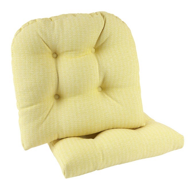 Gripper Overstuffed Universal NonSlip Dining Chair Cushions for Kitchen Decor or Office Use UShaped SkidProof Seat Pad 17x17 Inches 2 Count Pack of 1 Solid Yellow