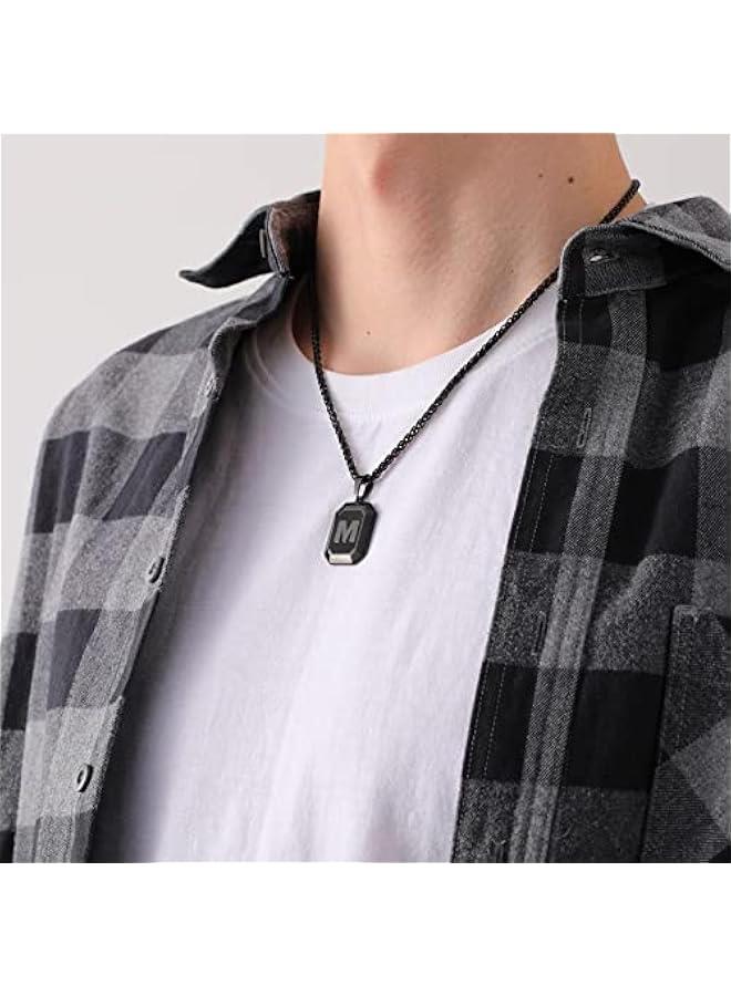 Graduation Gift sInitial A-Z Letter Necklace for Men Boys Kids Teen, Stainless Steel American Flag Dog Tag Pendent Chain Jewelry Fathers Day Dad Gifts Graduation Easter Gifts- 24Inches  - Image 2