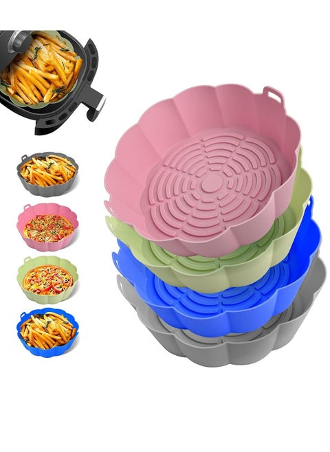 4 Pcs Air Fryer Silicone Liners, 8.5Inch Air Fryer Silicone Liners Reusable Round Silicone Air Fryer Liners Replacement Air Fryer Liners