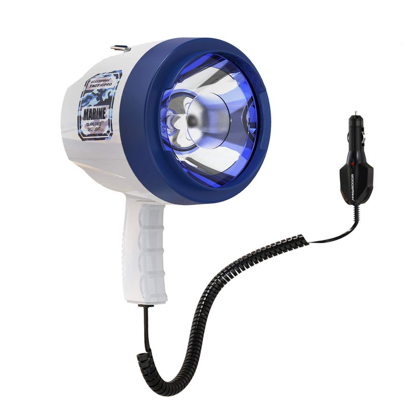 GOODSMANN Marine Spotlight Corded Handheld Corded Spot Lights for Boats 12 Volt DC Glare-Free Halogen Spotlight 9924-H202-01 - Image 1