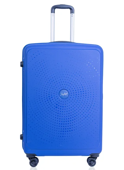 Skybags ZAP Checked Luggage Trolley| Hardcase Polypropylene Material| 3-Digit Combination Lock | 360° Degree Wheel Rotation| Large-28 Inch- Blue