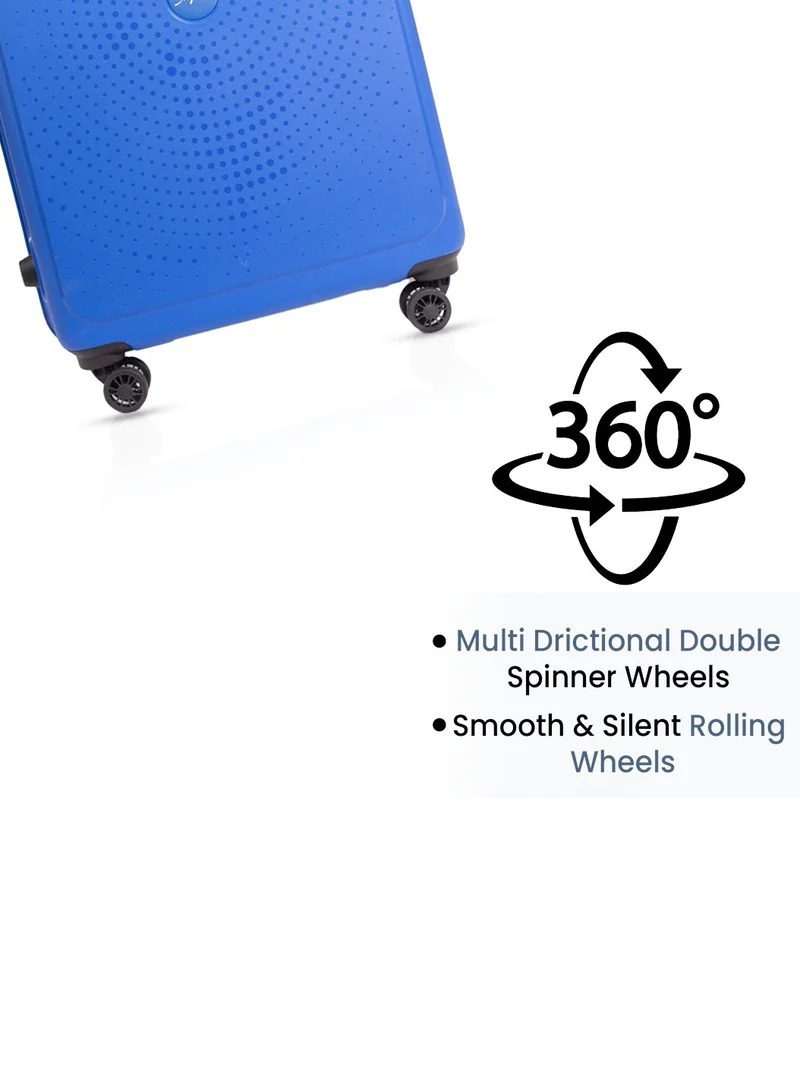 Skybags ZAP Checked Luggage Trolley| Hardcase Polypropylene Material| 3-Digit Combination Lock | 360° Degree Wheel Rotation| Large-28 Inch- Blue