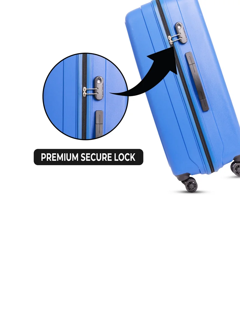 Skybags ZAP Checked Luggage Trolley| Hardcase Polypropylene Material| 3-Digit Combination Lock | 360° Degree Wheel Rotation| Large-28 Inch- Blue