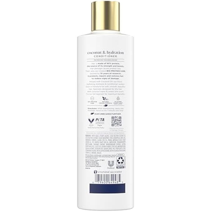 Dove CONDITIONER COCONUT & HYDRATION FOR DRY HAIR WITH BIO-PROTEIN CARE TECHNOLOGY AND COCONUT OIL 12 FL OZ - Image 3