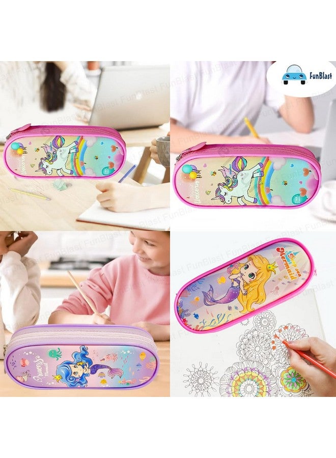 فنبلاست حقائب أقلام فن بلاست للبنات، حقيبة للأدوات المكتبية - حقائب أقلام للأطفال، صندوق أقلام للبنات، حافظة أقلام للبنات، حقيبة أقلام للبنات (ألوان وطباعة عشوائية) - Image 5