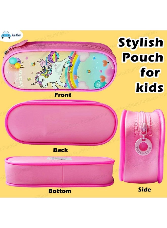 فنبلاست حقائب أقلام فن بلاست للبنات، حقيبة للأدوات المكتبية - حقائب أقلام للأطفال، صندوق أقلام للبنات، حافظة أقلام للبنات، حقيبة أقلام للبنات (ألوان وطباعة عشوائية) - Image 4