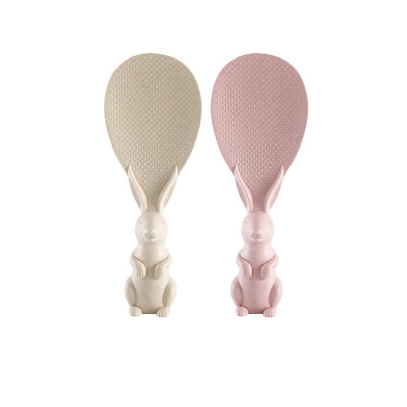 ONISHOMES Rabbit Standing Rice Spoon Non-Stick Rice Serving Rice Spatula Vertical Kitchen Serving Spoon Kitchen Rice Cooking Tableware (Pack of 2) - Image 1