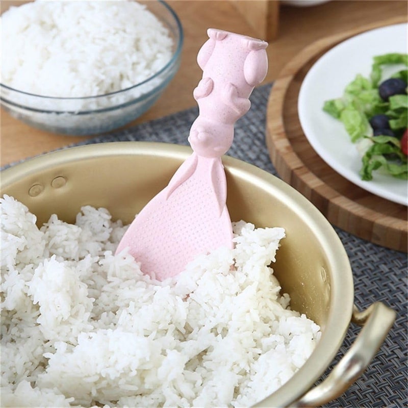 ONISHOMES Rabbit Standing Rice Spoon Non-Stick Rice Serving Rice Spatula Vertical Kitchen Serving Spoon Kitchen Rice Cooking Tableware (Pack of 2) - Image 5