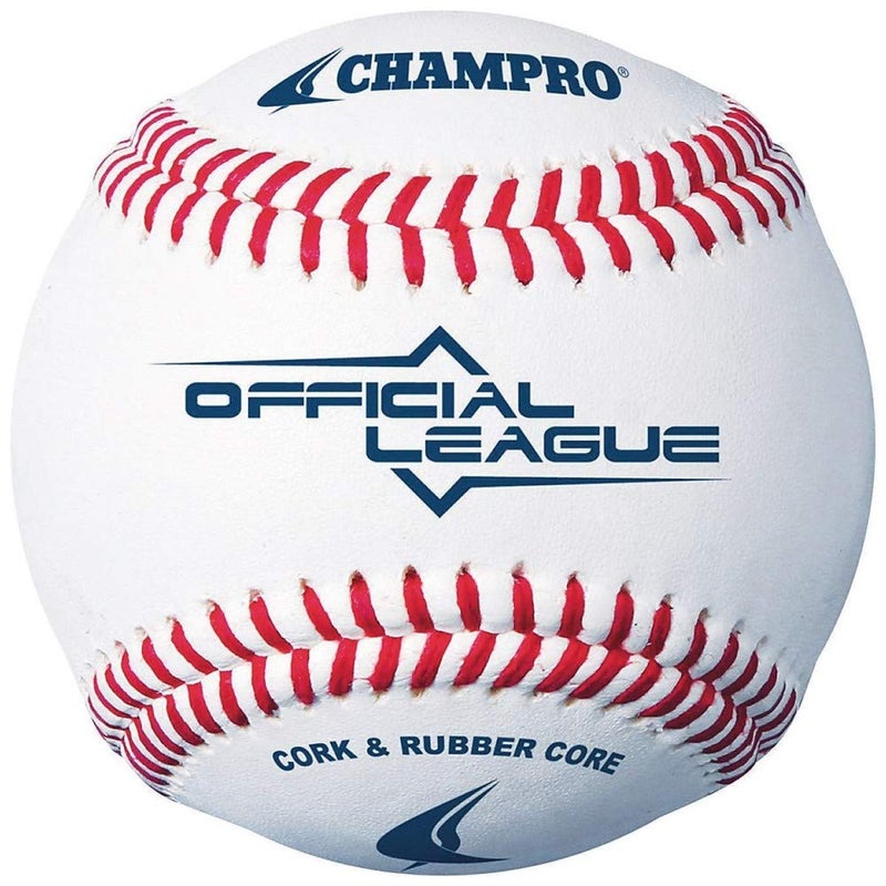 Champro Official League Cork Center C2 Rubber Core Baseball White 9Inch