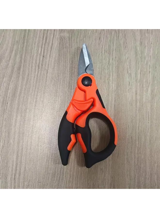 برتقالي مقبض أسود شريط مزدوج مشبك زنبرك مقص صيد كهربائي دوّار متعدد الأغراض مريح للاستخدام قبضة غير زلقة - Image 1