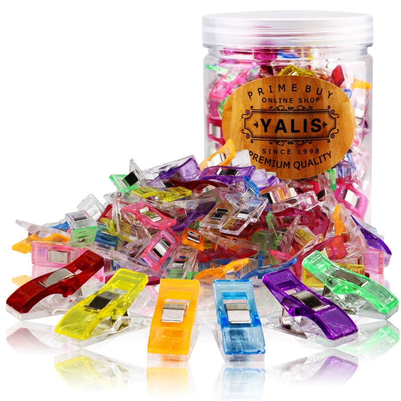 Yalis 100 Pcs Premium Sewing Clips Multipurpose Sewing Accessories Quilting Supplies Crafting Tools Assorted 9 Bright Colors