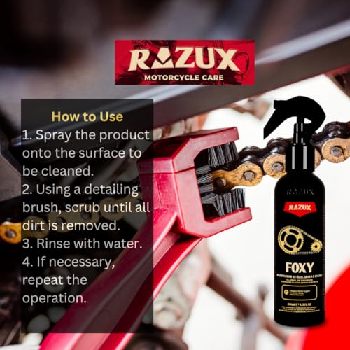 Vonixx Razux Foxy- Chain Cleaner Degreaser | Bike Spray Cleaning | Removes Oil & Dirt | Clean The Engine, Transmission, Paint & Other Parts | Compatible with All Bike & Motorcycle Chain - 240 Ml - Image 2