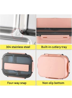 DubaiGallery Handheld Portable Children Student Bento Box with Phone Holder Leakproof Sealed Grid Lunch Box  - Image 3