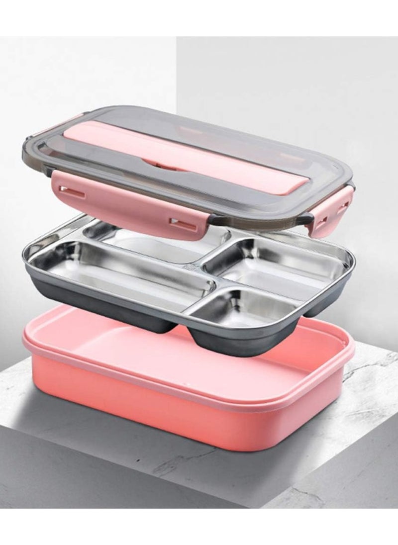 DubaiGallery Handheld Portable Children Student Bento Box with Phone Holder Leakproof Sealed Grid Lunch Box  - Image 2