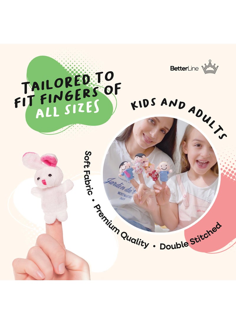 BETTERLINE 20-Piece Story Time Finger Puppets Set - Cloth Velvet Puppets - 14 Animals and 6 People Family Members  - Image 3