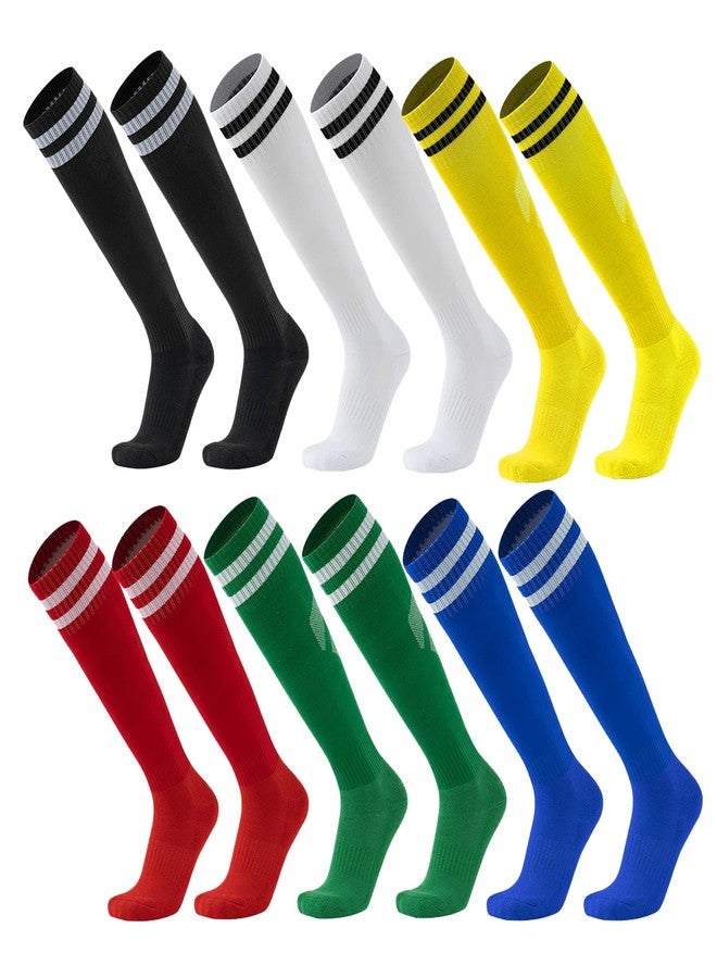 Ultrafun 6 Pairs Soccer Socks Color Stretchy Compression Knee High Tube Football Athletic Socks for Men Women Teens (6Pairs-Multicolor) - Image 1