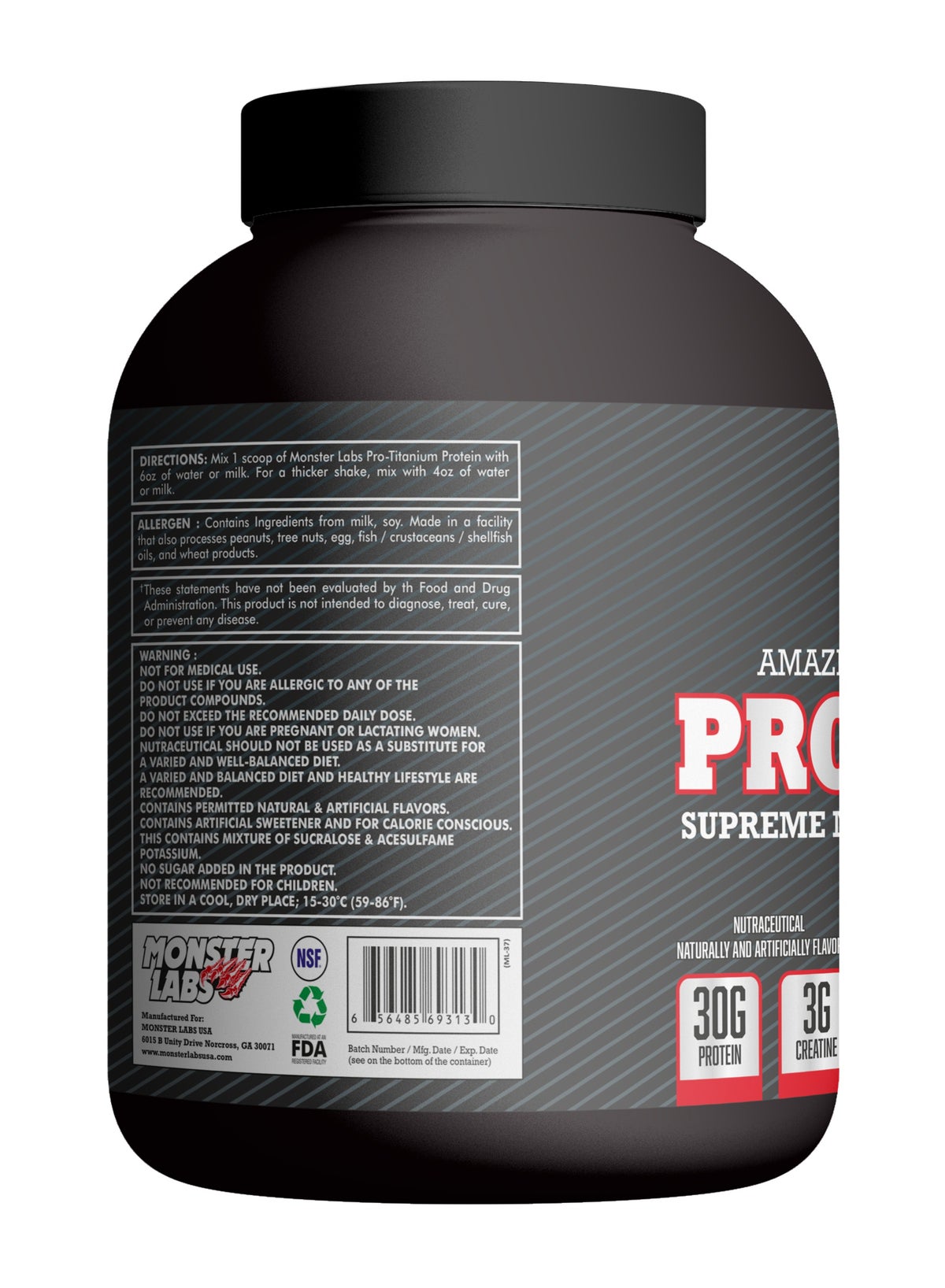 Monster Labs Pro Titanium 100% Fast-Absorption Whey Protein, 30 Grams Of Protein With 3G Creatine, 3.5G Bcaa, 13.5G Amino Acids - Double Chocolate, 5.18 Lbs, 54 Servings